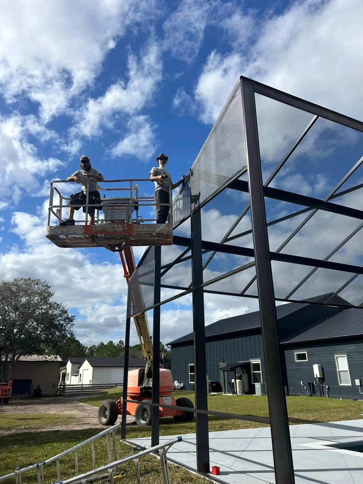 custom pool screen enclosure structure installed for residential property