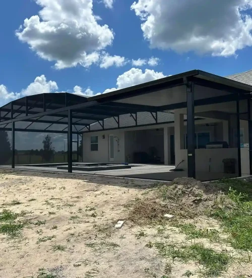 lanai screen enclosure aluminum structure in Florida backyard