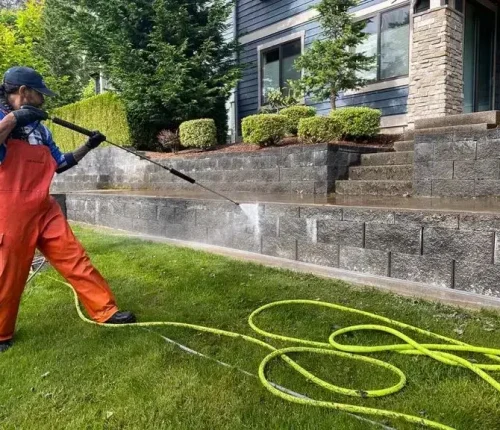 Professional pressure washing experts cleaning home exterior in Florida