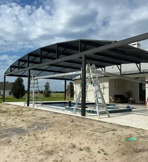 sunroom style screen enclosure with large mesh panels